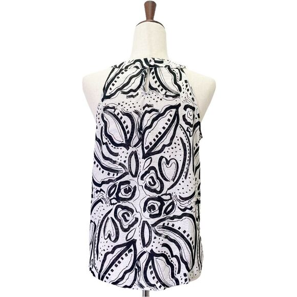 NWT C&C California Summer Linen Halter Top Black & White Print Size Small NEW - Picture 2 of 13